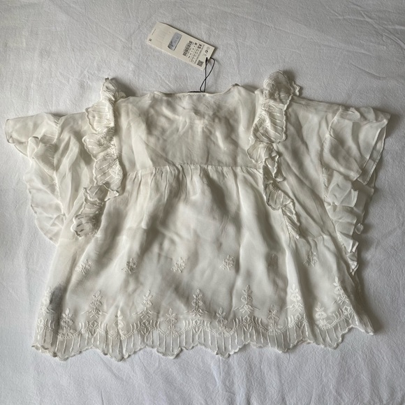 Zara White Ruffled Top - Picture 3 of 3